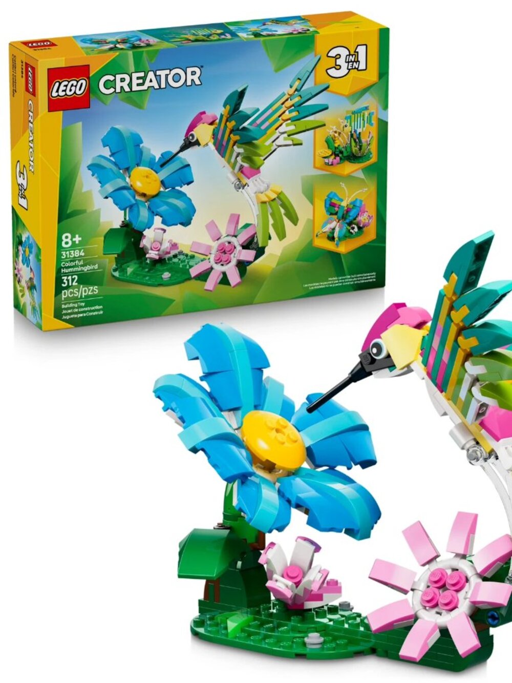 LEGO, Building Set, 31384, 3 in 1 Wild Animals Colorful Hummingbird "Brand New"